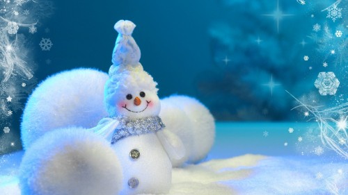 Image white snowman with white scarf