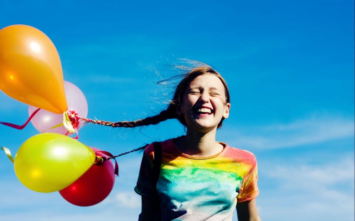 balloon, blue, facial expression, fun, girl