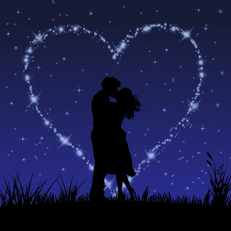 Beso, Arte, Silueta, Romanticismo, Amor. Wallpaper in 2200x2200 Resolution