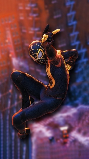 Image Miles Morales, ios 16, spider-man, purple, musician