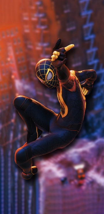 Image Miles Morales, ios 16, spider-man, purple, musician