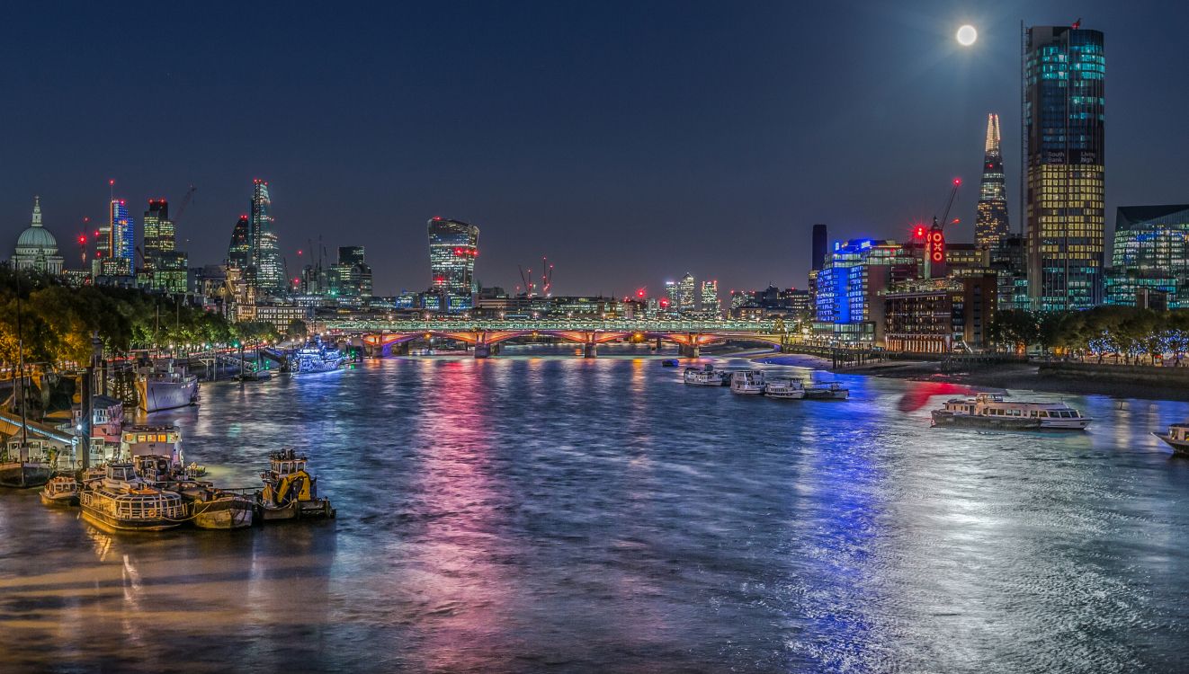 city skyline during night time