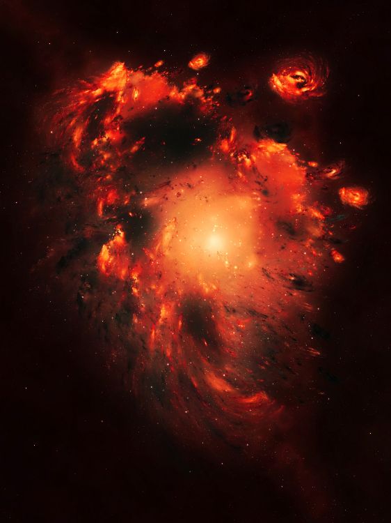 Ilustración de Galaxia Roja y Negra. Wallpaper in 2400x3200 Resolution