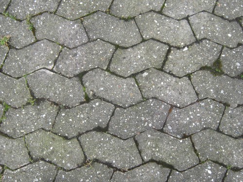 Image green and brown brick pavement