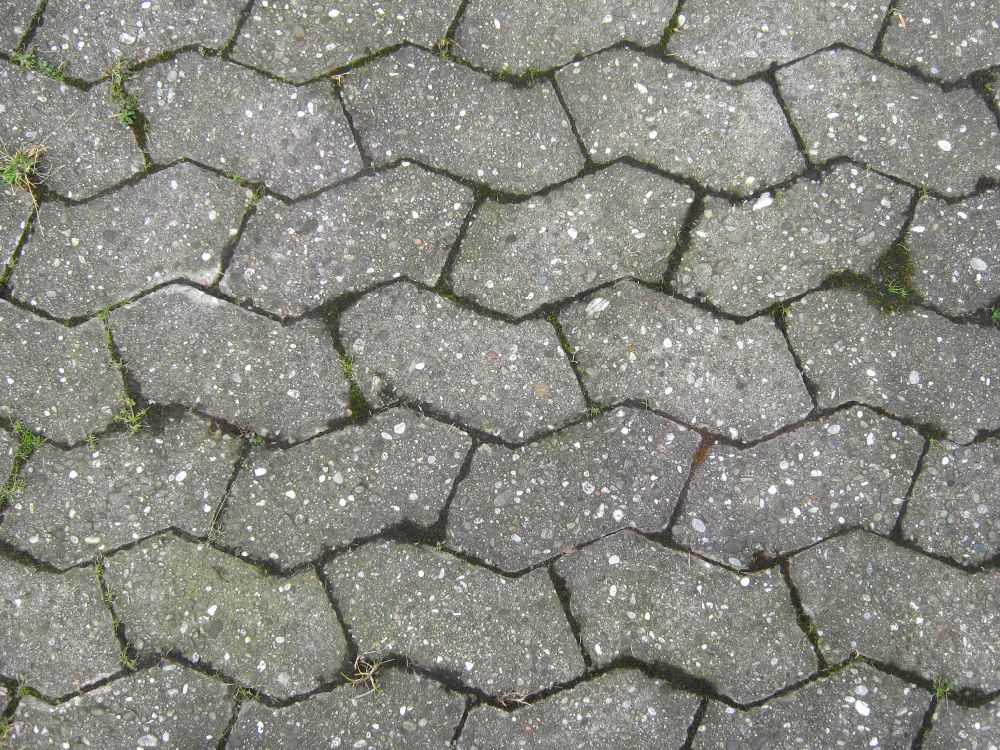 green and brown brick pavement