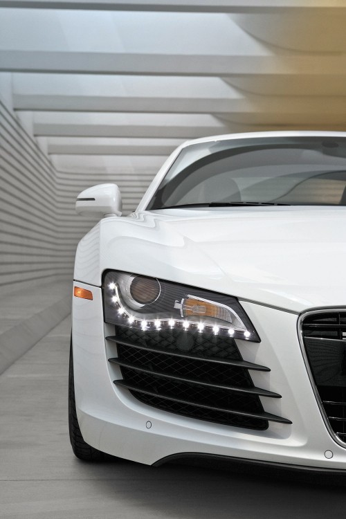 Image white audi r 8 parked in garage