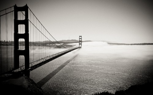 Image grayscale photo of golden gate bridge