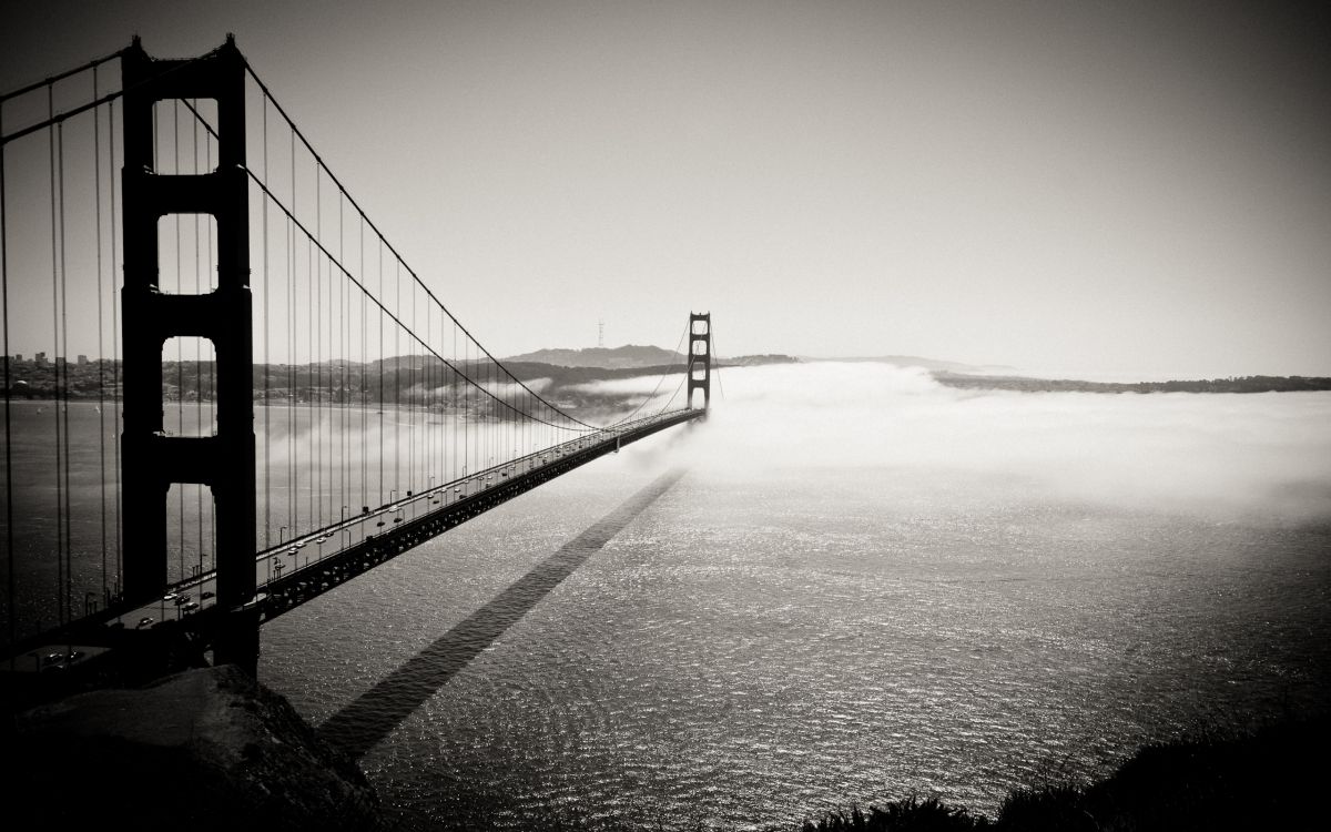 grayscale photo of golden gate bridge