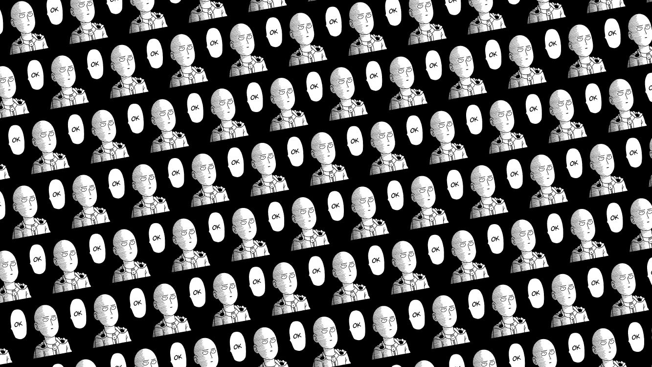 Anime, One-Punch Man, Saitama, Schwarz Und Weiß, Design. Wallpaper in 7680x4320 Resolution
