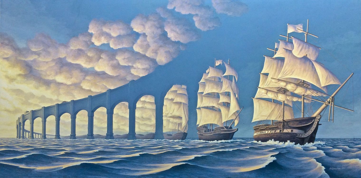 Surrealism, Painting, Art, Work of Art, Optical Illusion. Wallpaper in 2916x1438 Resolution