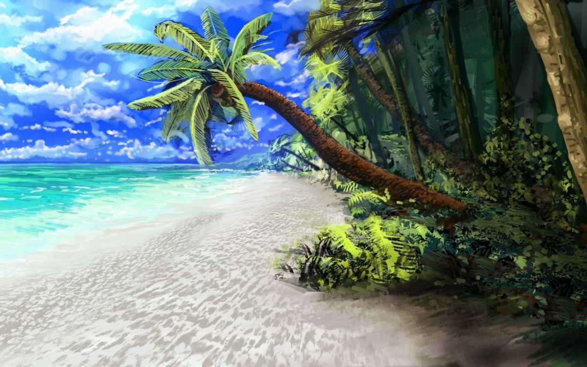 prompthunt anime beach resort background award  winning digital art