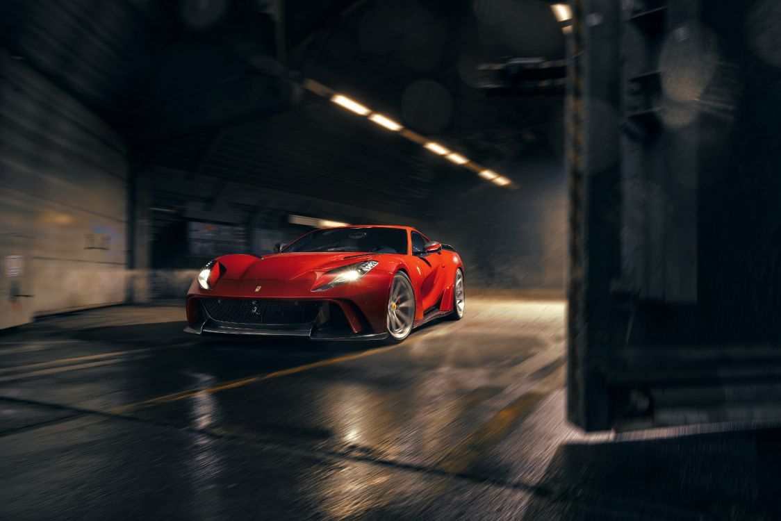 Red Ferrari Car on Road. Wallpaper in 4500x3002 Resolution