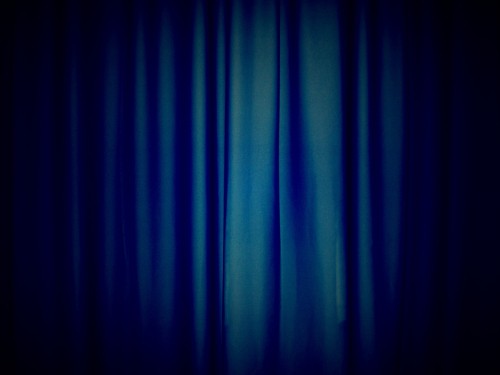 Image purple window curtain in room