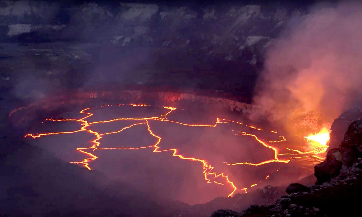 熔岩, 熔岩湖, 气氛, 火山的地貌, 野火 壁纸 3441x2069 允许