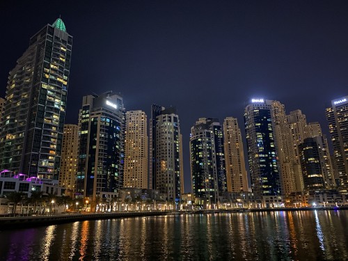 Image dubai, Dubai Marina, night, tower block, metropolis