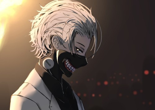 Image male anime character with white hair