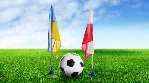 Image white red and yellow flag on green grass field during daytime