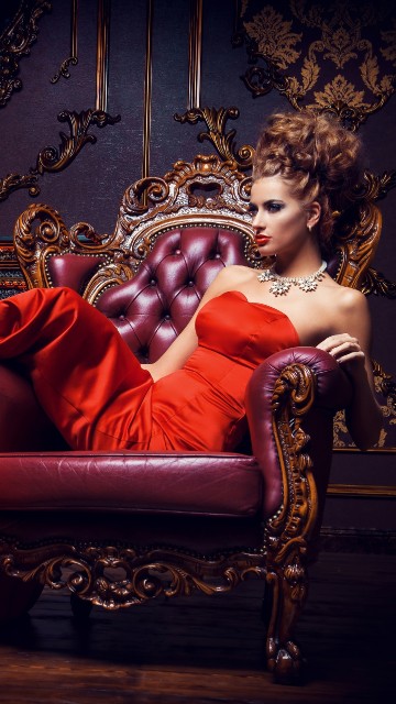 Image chair, sitting, red, human body, dress