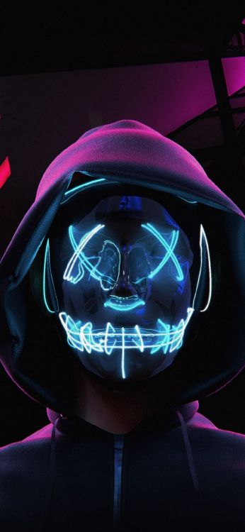 Neon, Morado, Negro, Quijada, Violeta. Wallpaper in 1080x2340 Resolution