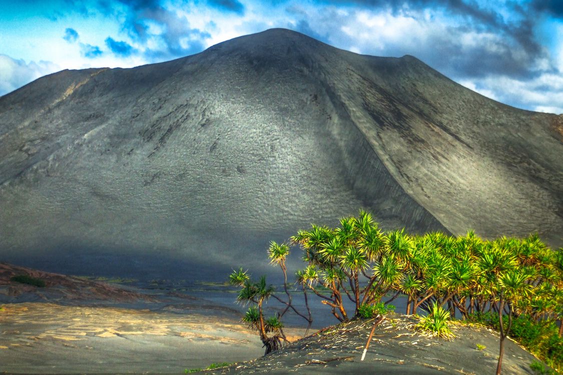 Árbol Verde Cerca de la Montaña Gris Bajo Nubes Blancas Durante el Día. Wallpaper in 3000x2000 Resolution