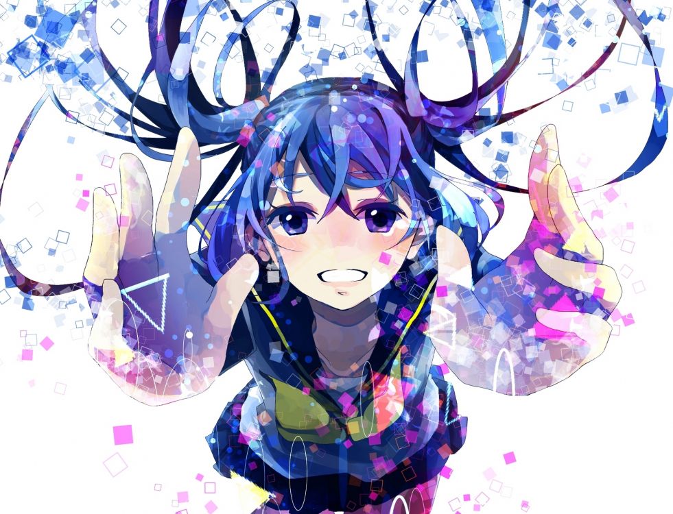 Fille en Robe Bleue et Rose Personnage D'anime. Wallpaper in 1920x1467 Resolution