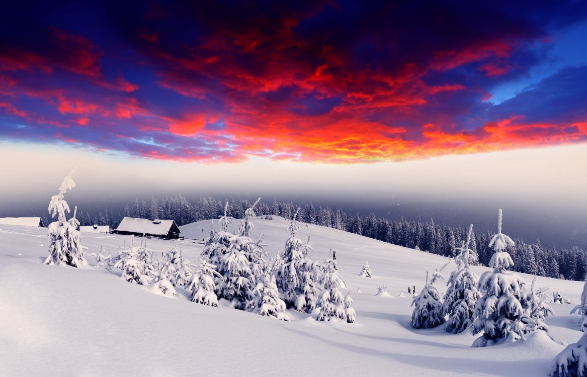 Campo Cubierto de Nieve Durante la Puesta de Sol. Wallpaper in 6025x3871 Resolution