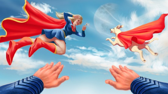Image supergirl, krypto, dc comics, superman, superhero