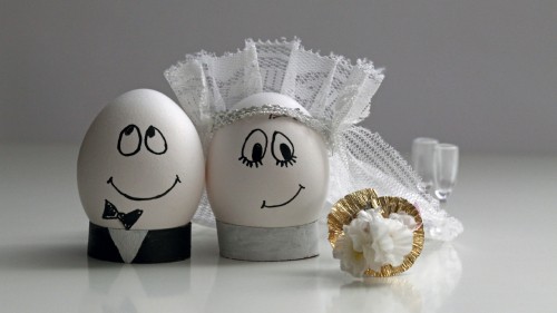 Image bridegroom, bride, wedding, easter egg, comfort food