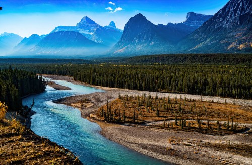 Image athabasca river, mountain, river, Mountain river, nature