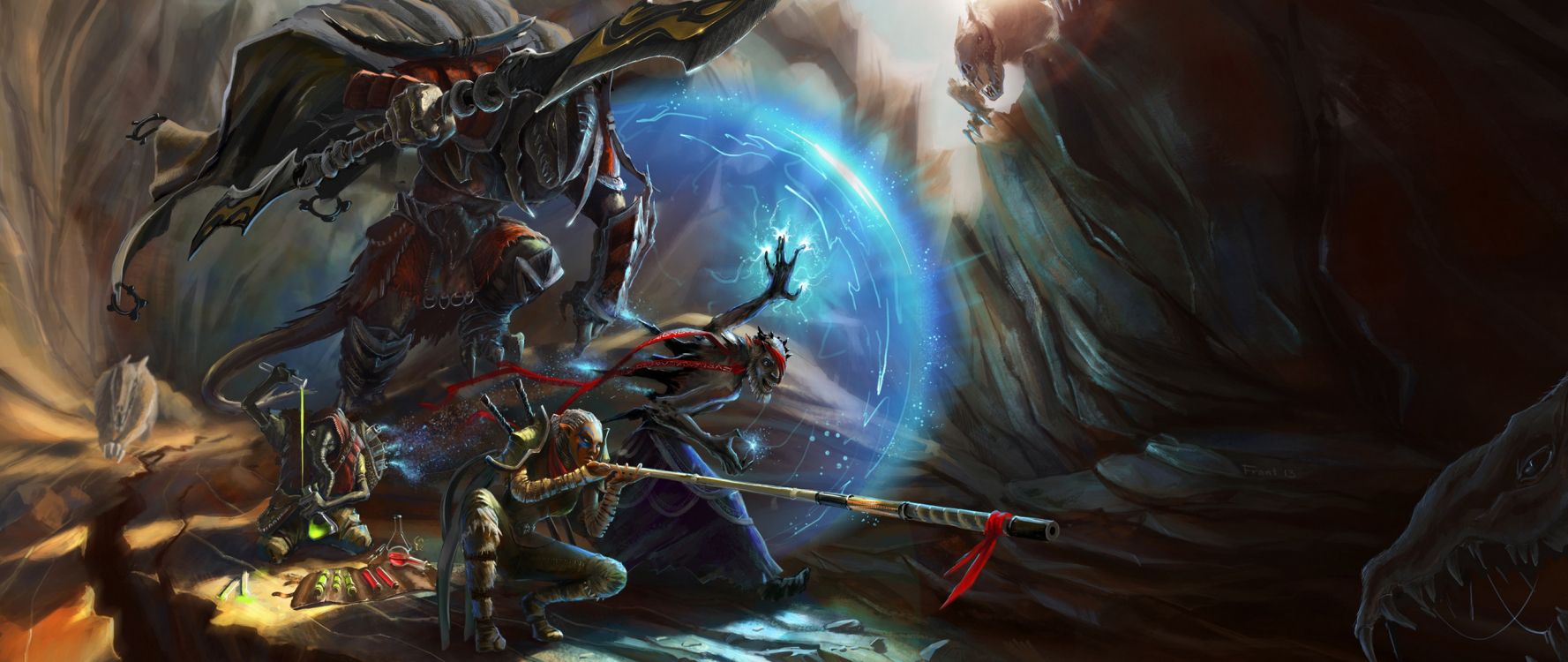 Homme en Costume Noir et Blanc Tenant un Arc Rouge et Bleu. Wallpaper in 2560x1080 Resolution