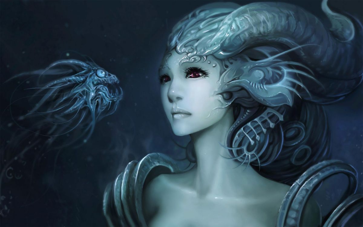 Femme Aux Cheveux Bleus et Aux Cheveux Noirs Personnage D'anime. Wallpaper in 2560x1600 Resolution