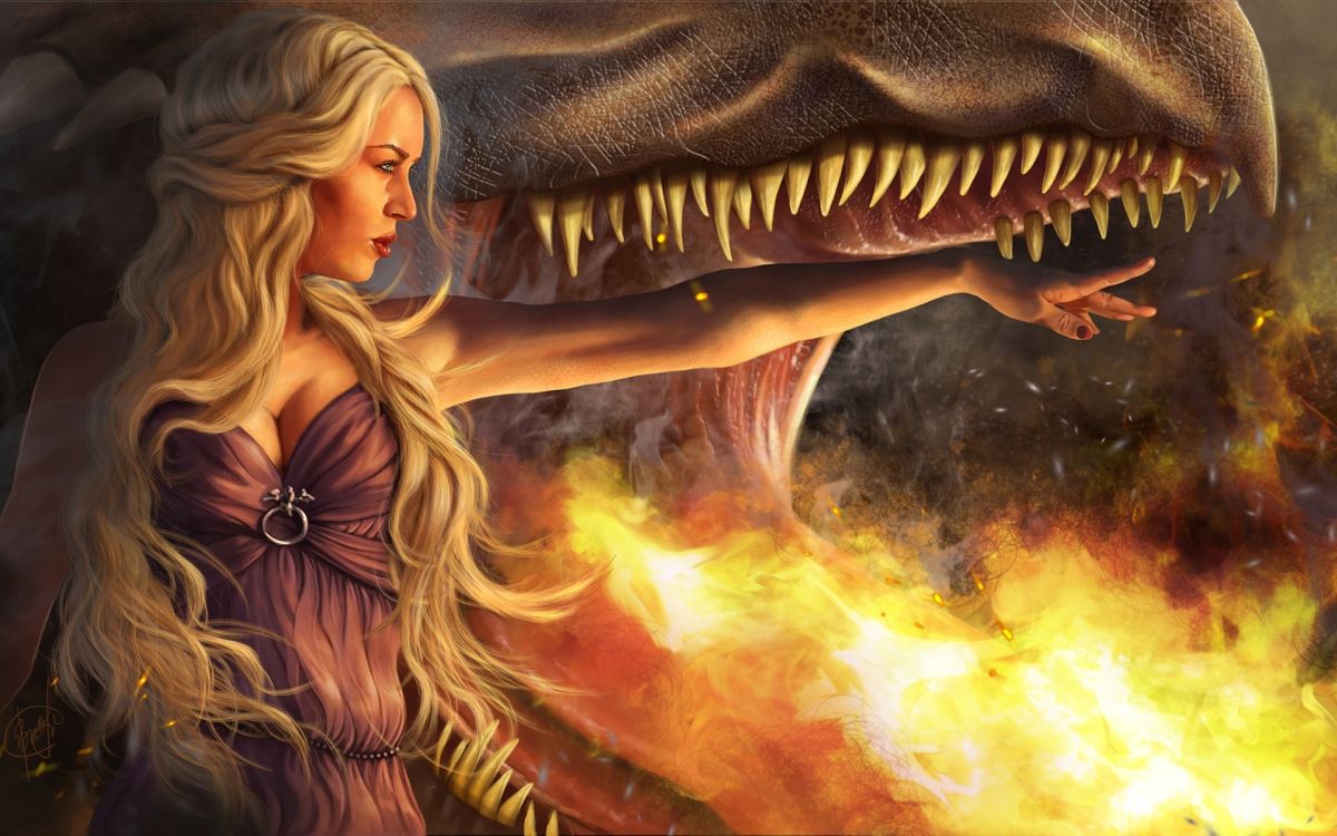 Daenerys Targaryen, Dragon, Mythologie, cg Artwork, Mädchen. Wallpaper in 1920x1200 Resolution