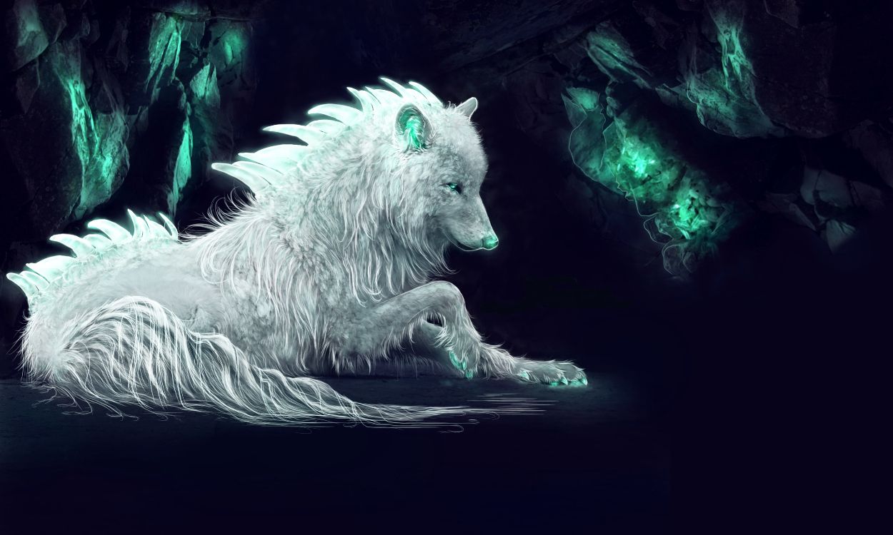 Lobo Blanco, Acostado, Blanco, Textil. Wallpaper in 5000x3000 Resolution