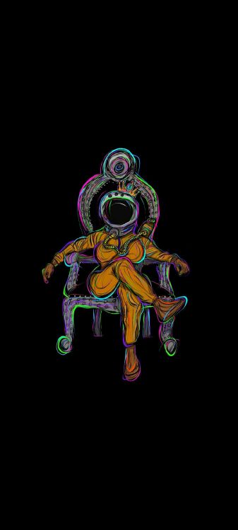 Astronaut, Amoled, Kunst, in Den Bergen Des Wahnsinns, Zeichnung. Wallpaper in 1080x2400 Resolution