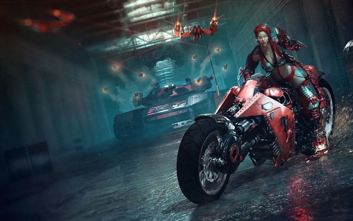 Femme en Robe Rouge et Noire Chevauchant Une Voiture de Sport Rouge et Noire. Wallpaper in 1920x1200 Resolution