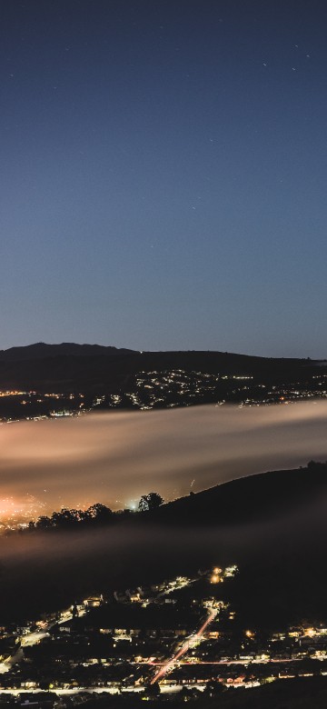 Image aerial view of city during night time