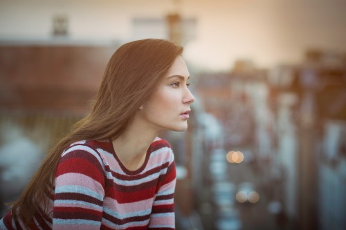 Image cityscape, hair, face, beauty, red