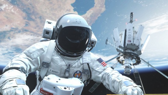 Image man in white and black helmet and white jacket