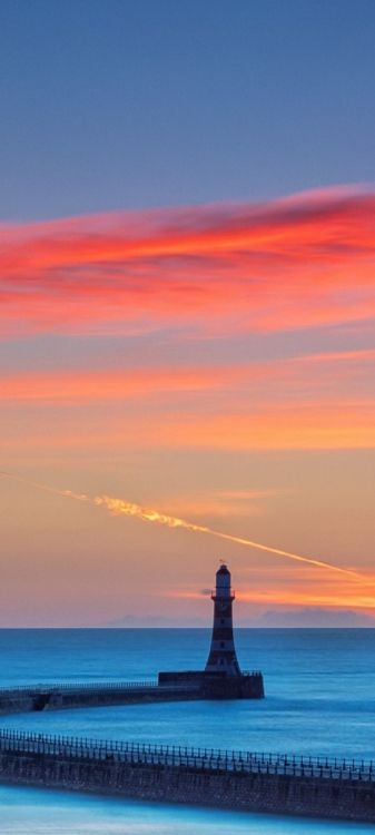 cloud, water, Lighthouse, atmosphere, afterglow