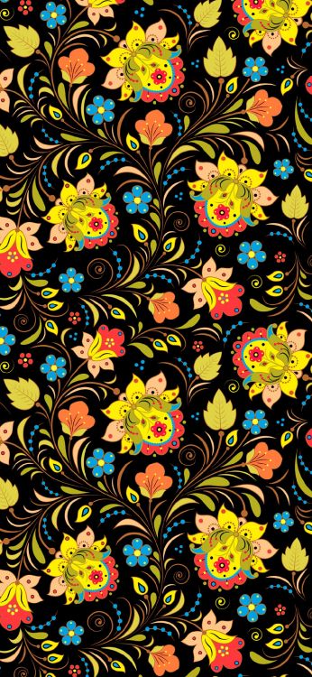 Patrón Floral Ruso, Patrón, Gráficos Vectoriales, Khokhloma, Textil. Wallpaper in 1080x2340 Resolution