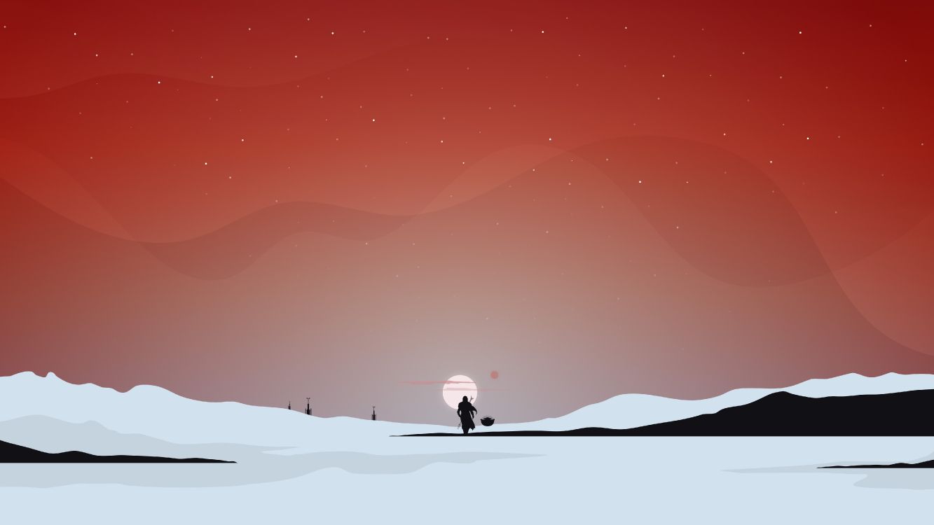 silhouette of person walking on snow covered field during sunset