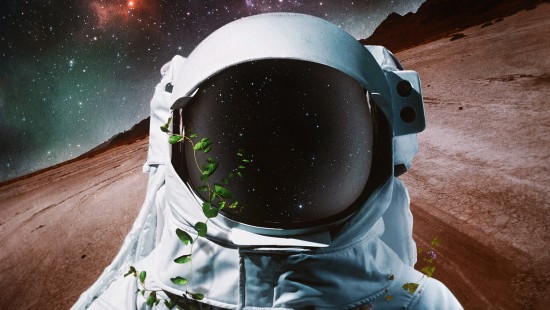 Image person in white and black jacket and black helmet