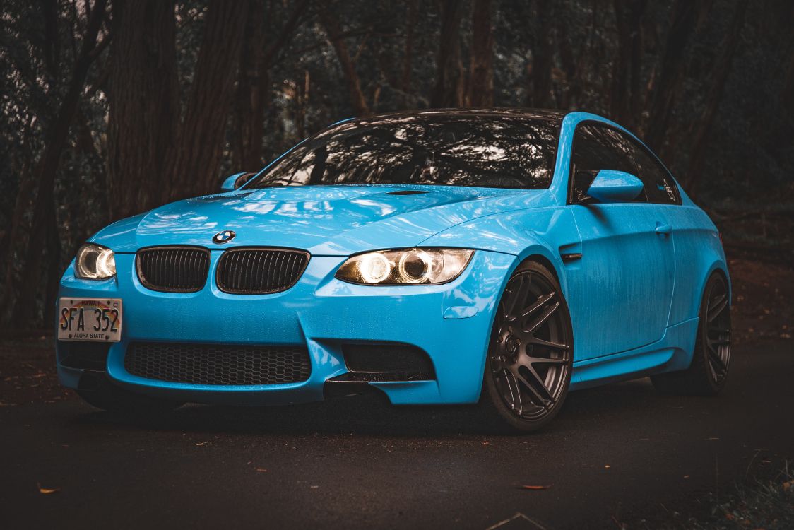 blue bmw m 3 coupe