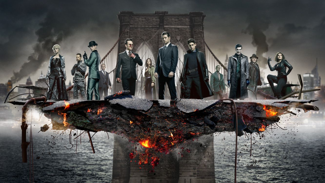 Gotham - Season 5, Commissioner Gordon, Batman, Oswald Cobblepot, Harvey Bullock. Wallpaper in 3840x2160 Resolution
