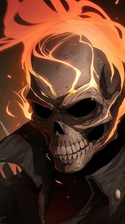 Geisterreiter-Abbildung, Ghost Rider, Kunst, Marvel Comics, Zeichnung. Wallpaper in 2160x3840 Resolution