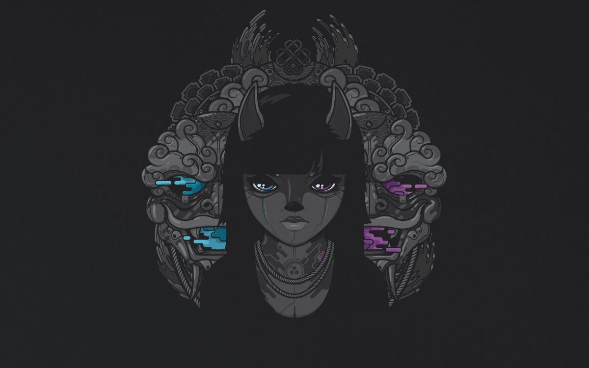 Femme Aux Cheveux Violets et Blancs Illustration. Wallpaper in 2560x1600 Resolution