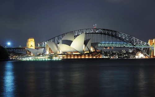 Image sydney opera house in australia during night time