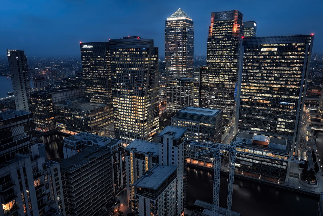 high rise buildings during night time