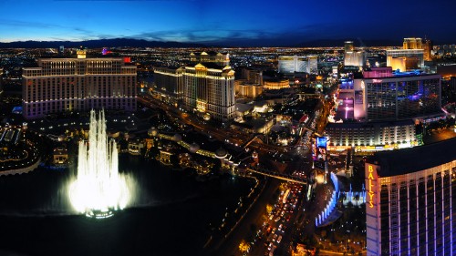 Image aerial view of city buildings during night time