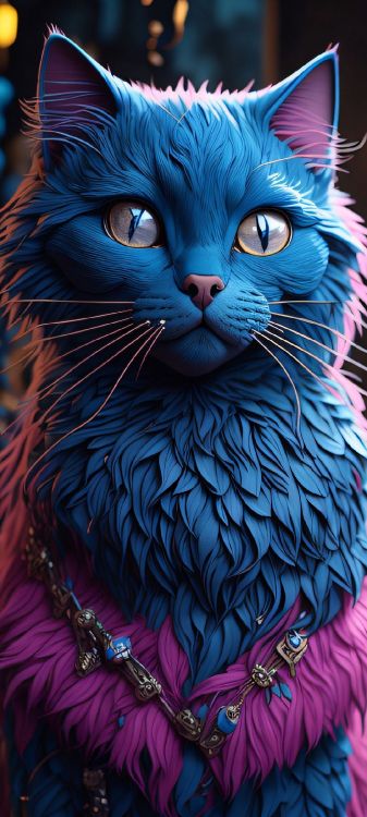 Gato, Ciencia, Azul, Felidae, Carnívoro. Wallpaper in 1080x2400 Resolution